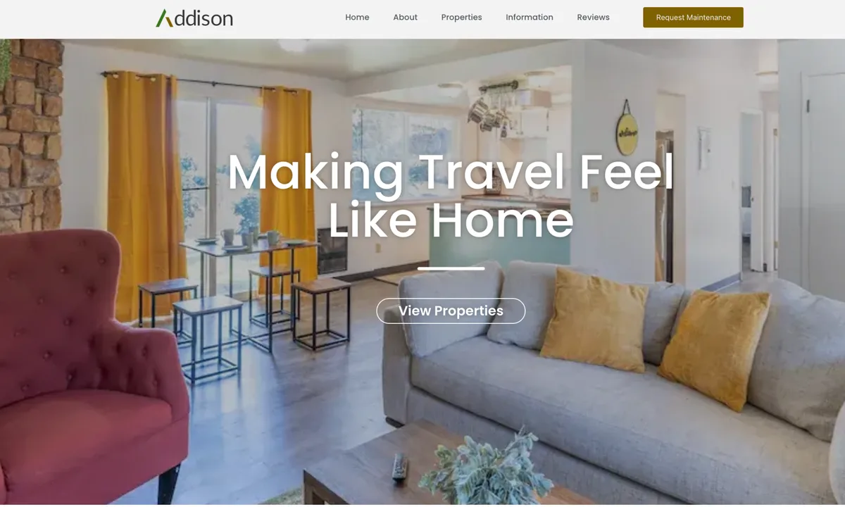 Addison Properties tenant subscription portal built on WordPress
