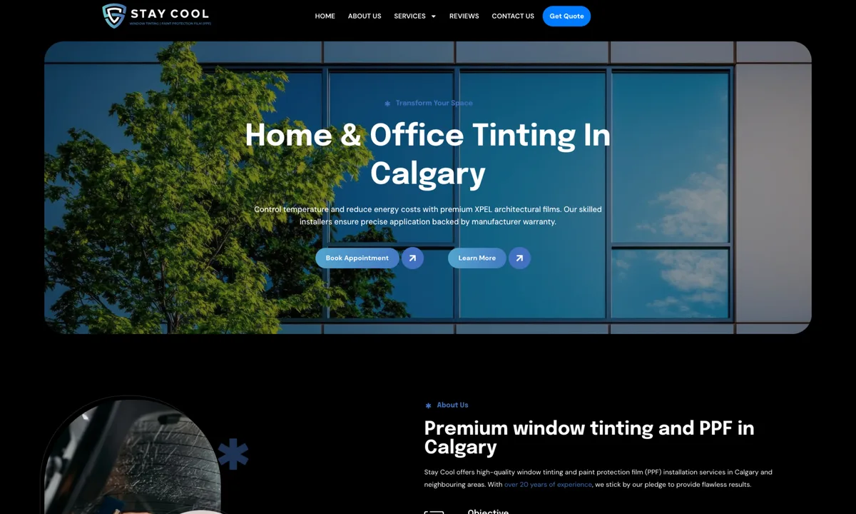 Stay Cool Tinting website rebuilt as an editable WordPress site